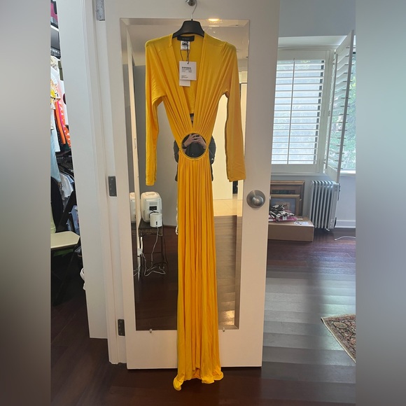 BRAND NEW Sid Neigum stunning yellow cut-out dress. Size XS - Picture 3 of 8
